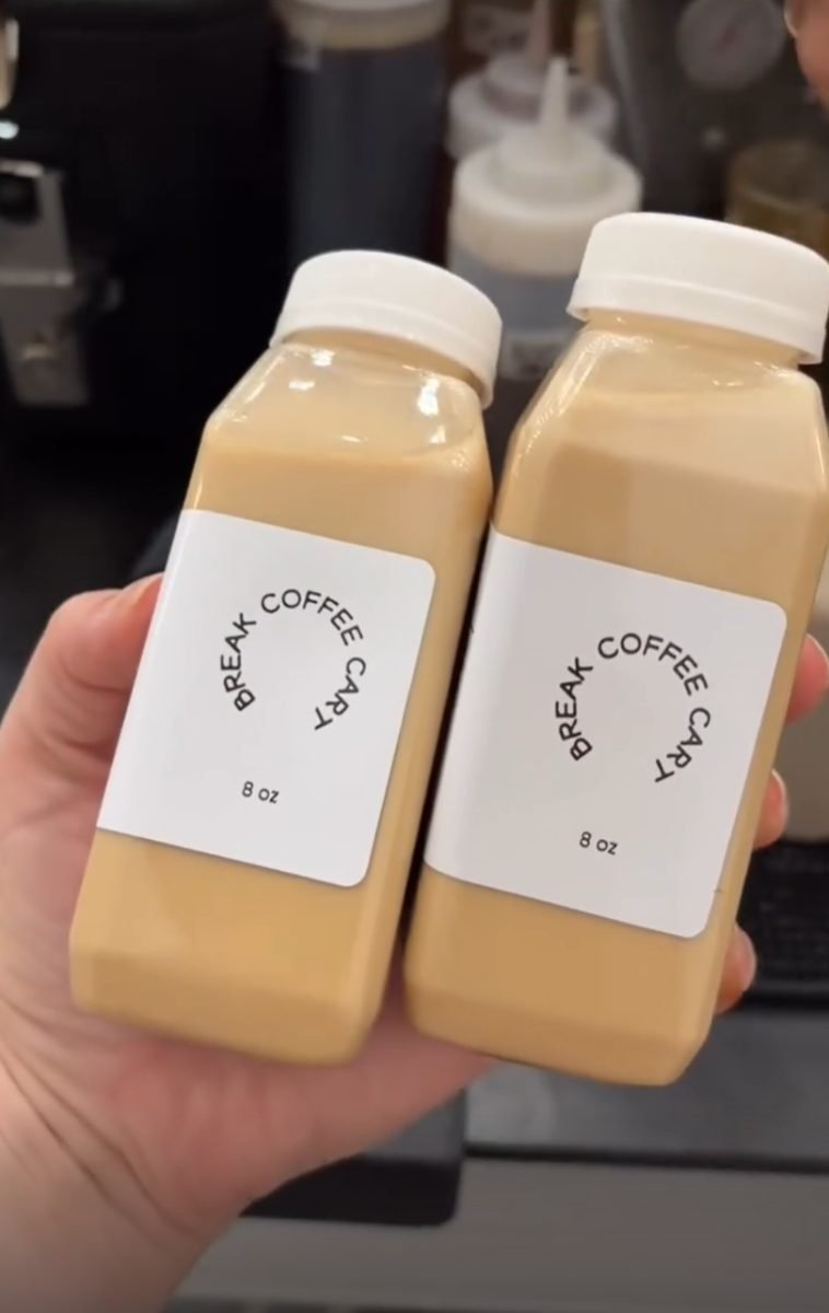 Bottled lattes from Break Coffee Cart