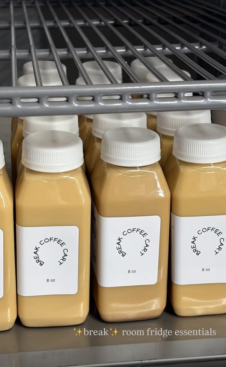 Bottled lattes chilling for a Break Coffee Cart event