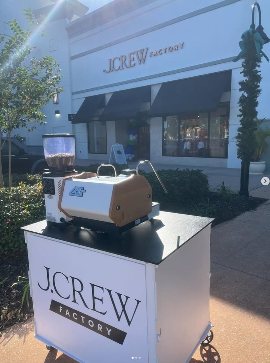 Break Coffee Cart barista serving at J.Crew Factory