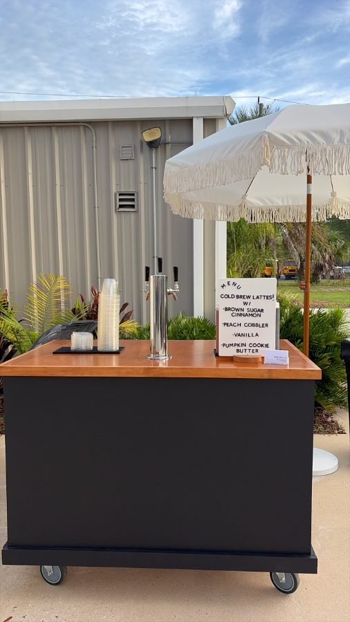 The Break Coffee Cart tap cart pouring cold brew from tap at an event